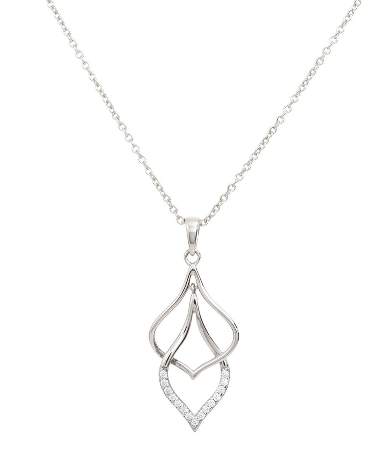 Gift Packaged 'Tessa' Rhodium Plated 925 Silver & Cubic Zirconia Hanging Teardrops Necklace