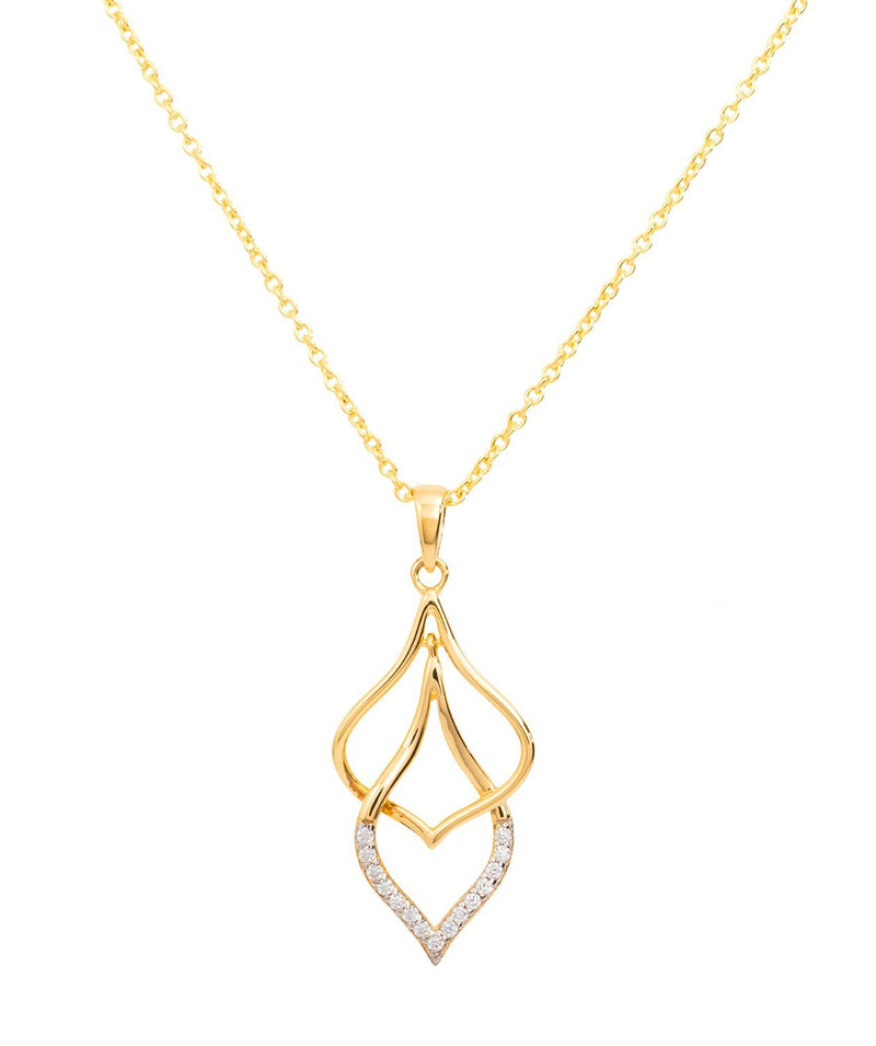 Gift Packaged 'Tessa' 18ct Yellow Gold Plated 925 Silver & Cubic Zirconia Hanging Teardrops Necklace Pure Luxuries London