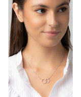 Gift Packaged 'Aleesia' Rhodium & 18ct Rose Gold Plated 925 Silver Double Circle Necklace