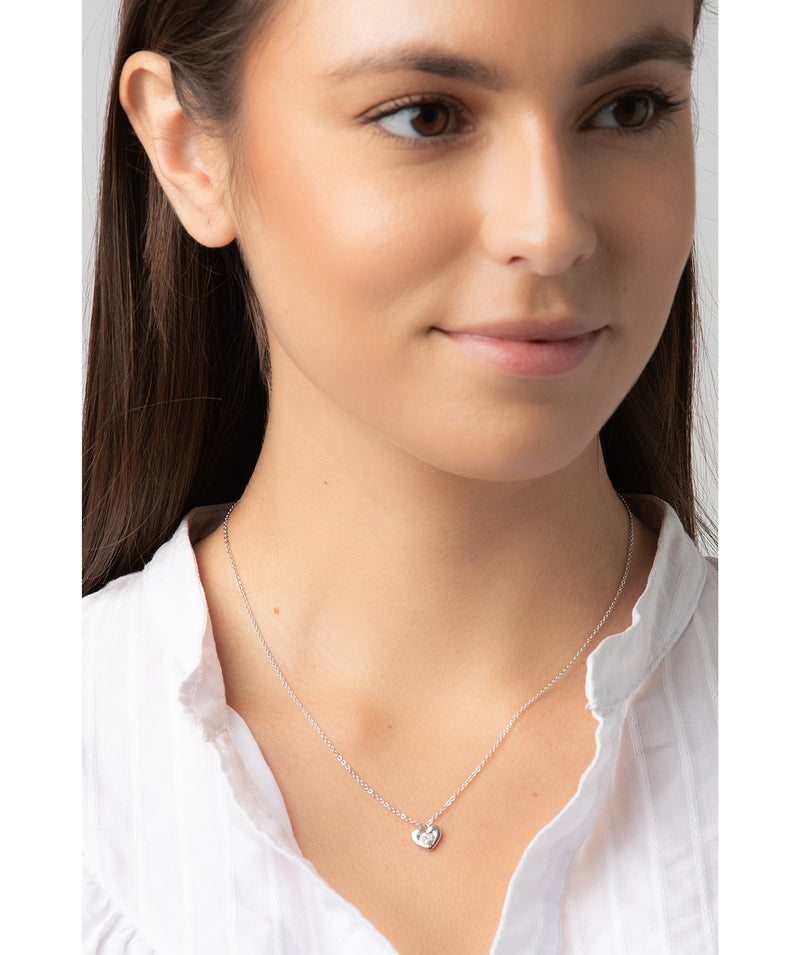 Gift Packaged 'Yelena' Rhodium Plated 925 Silver & Cubic Zirconia Heart Necklace