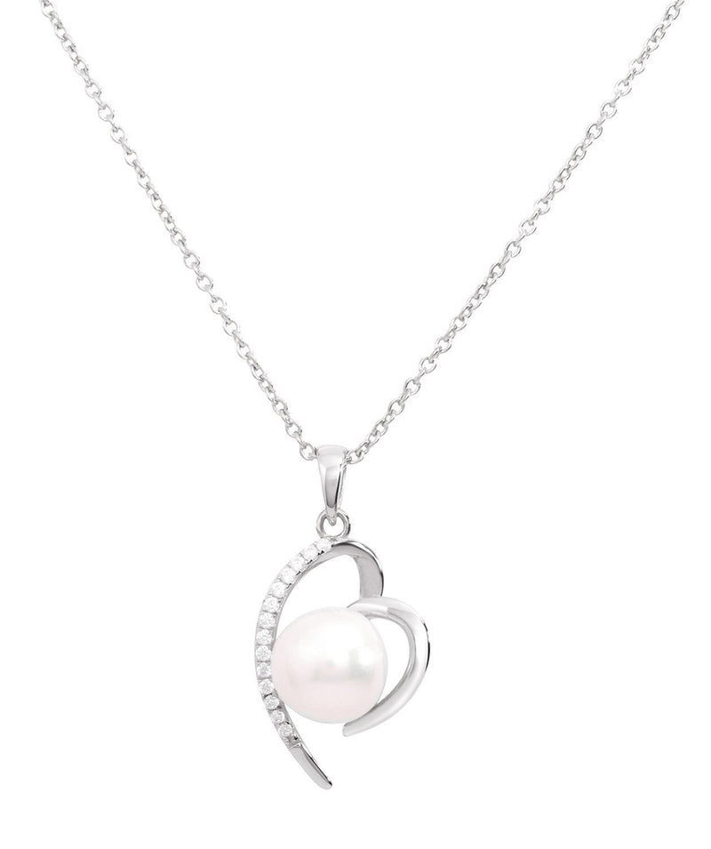 Gift Packaged 'Aurora' Rhodium Plated 925 Silver with Freshwater Pearl Necklace