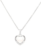 Gift Packaged 'Vesna' Rhodium Plated 925 Silver & Freshwater Pearl Heart Necklace