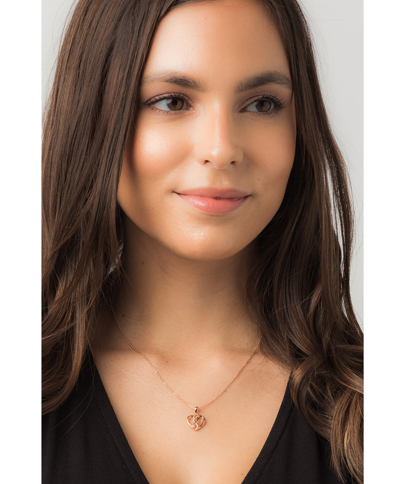 Gift Packaged 'Cirillo' 18ct Rose Gold Plated 925 Silver Woven Heart Necklace