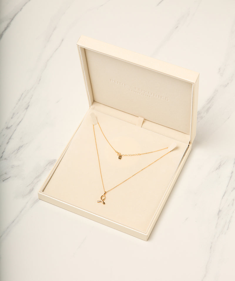 Gift Packaged 'Anson' 18ct Yellow Gold Plated 925 Silver Ribbon Design Necklace