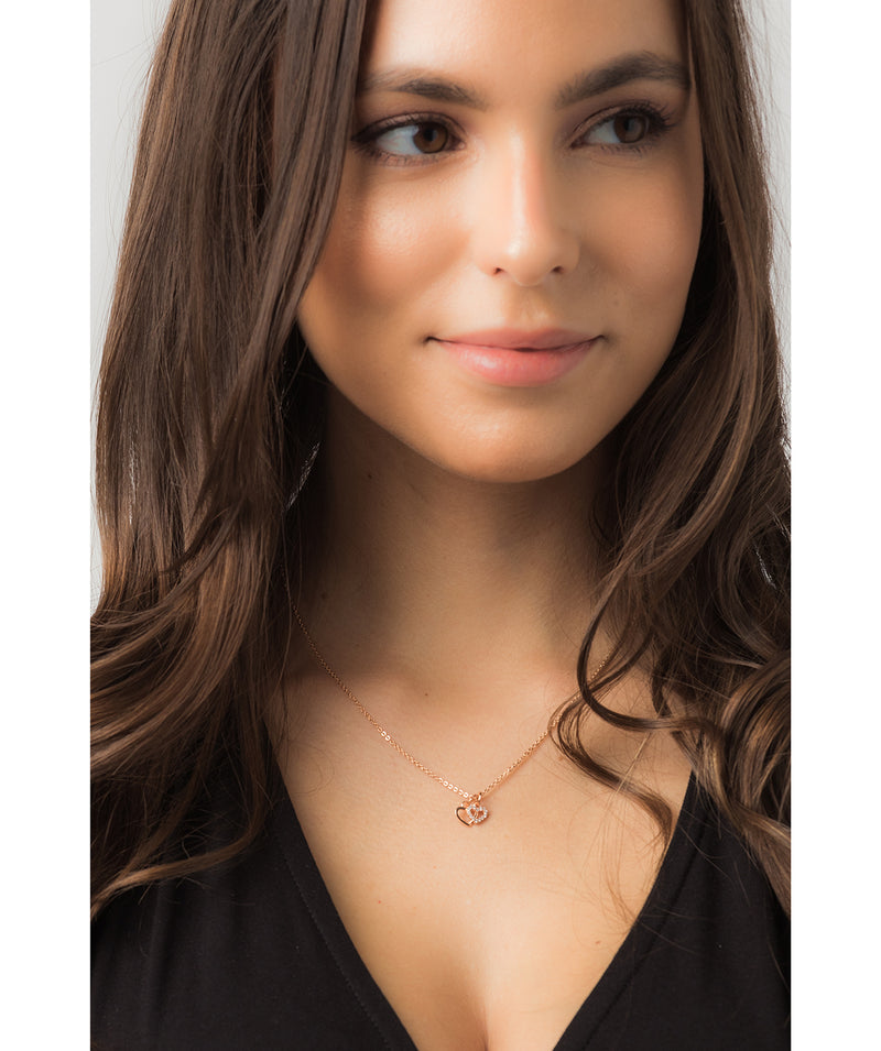 Gift Packaged 'Onasis' 18ct Rose Gold Plated 925 Silver & Cubic Zirconia Double Heart Necklace