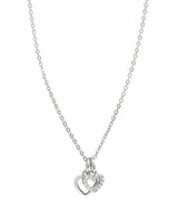 Gift Packaged 'Onasis' Rhodium Plated 925 Silver & Cubic Zirconia Double Heart Necklace
