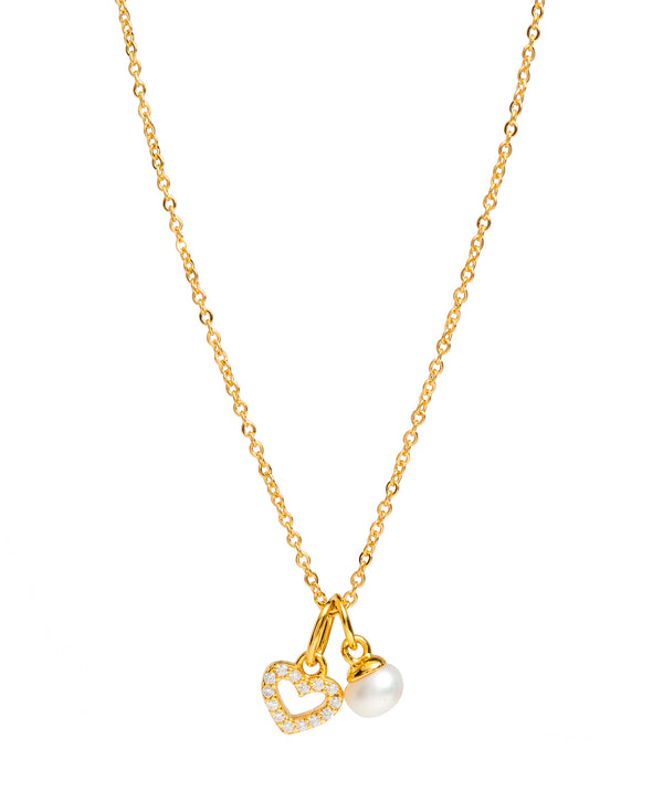 Gift Packaged 'Velez' 18ct Yellow Gold Plated 925 Silver & Pearl Sparkle Heart Necklace