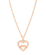 Gift Packaged 'Neves' 18ct Rose Gold Plated 925 Silver & Shell Pearl with Cubic Zirconia Heart Necklace