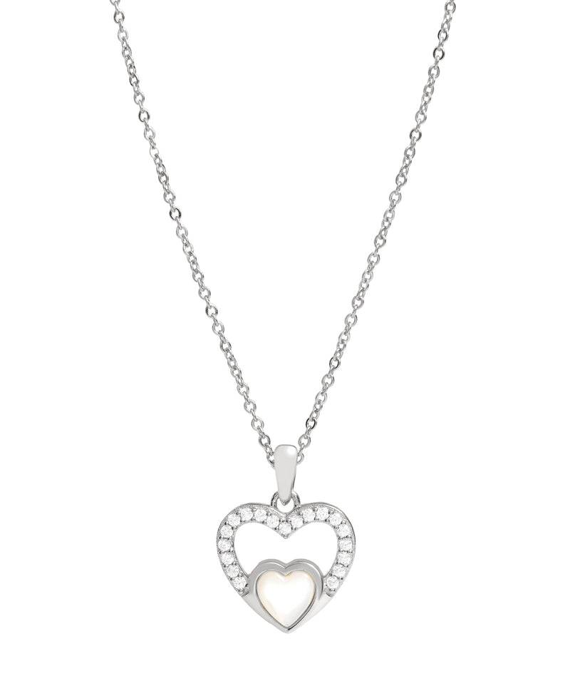 Gift Packaged 'Neves' 925 Silver & Shell Pearl with Cubic Zirconia Heart Necklace