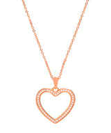 Gift Packaged 'Fontaine' 18ct Rose Gold Plated 925 Silver & Cubic Zirconia Heart Pendant Necklace