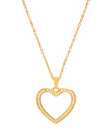 Gift Packaged 'Fontaine' 18ct Yellow Gold Plated 925 Silver & Cubic Zirconia Heart Pendant Necklace
