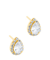 'Rocio' Yellow Gold Plated Sterling Silver and Cubic Zirconia Teardrop Earrings Pure Luxuries London