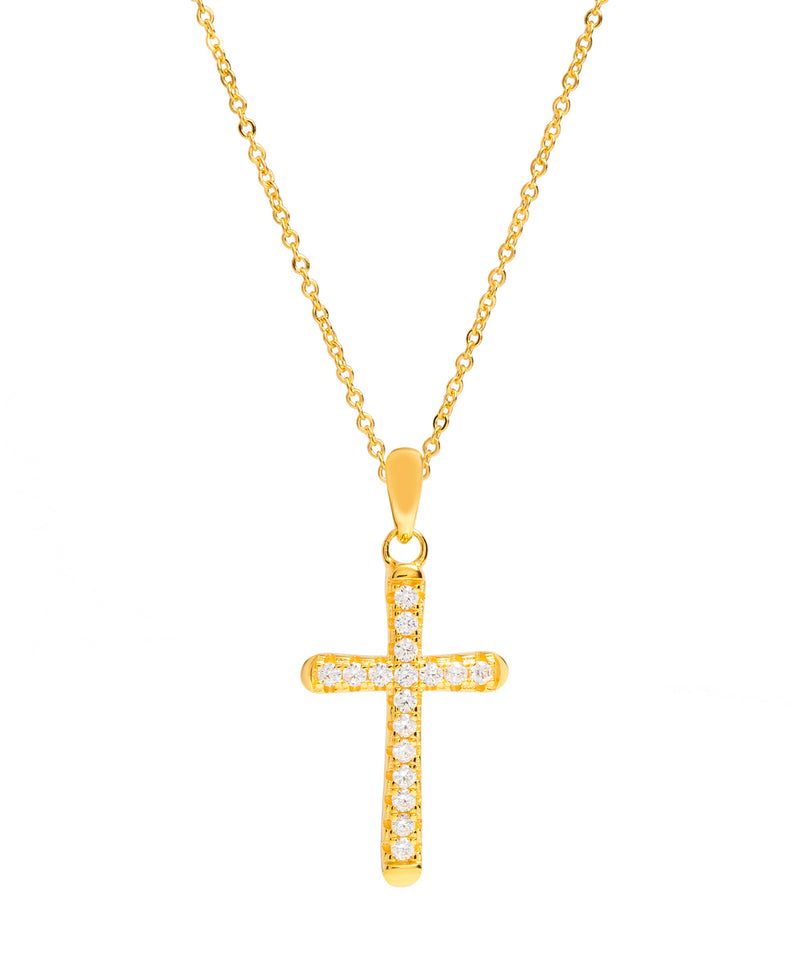Gift Packaged 'Cordoba' 18ct Yellow Plated 925 Silver & Cubic Zirconia Cross Pendant Necklace