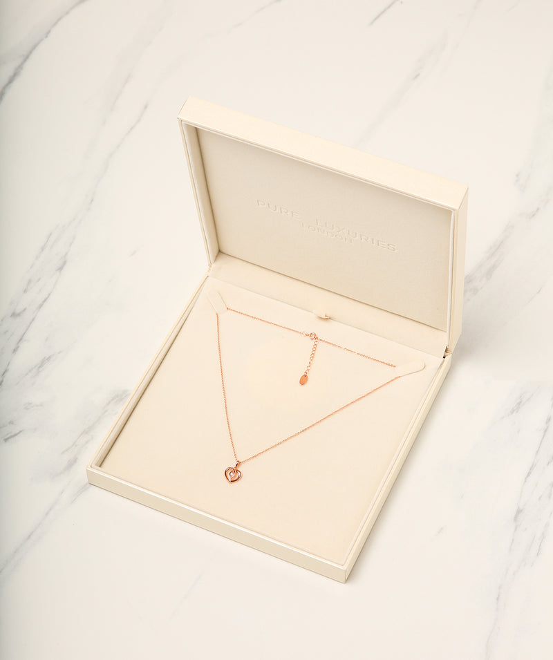 Gift Packaged 'Keller' 18ct Rose Gold Plated 925 Silver & Cubic Zirconia  Necklace