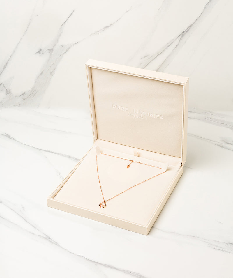 Gift Packaged 'Kubler' 18ct Rose Gold Plated 925 Silver Heart & Circle Pendant Necklace