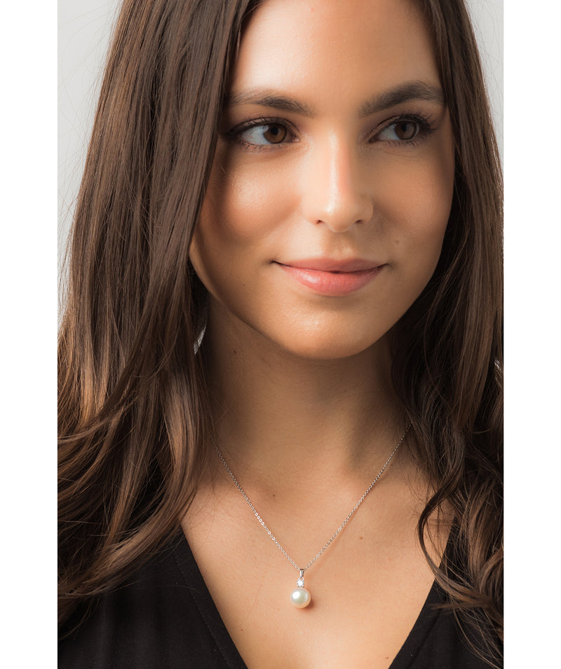 Gift Packaged 'Seville' 925 Silver, Pearl & Cubic Zirconia Necklace