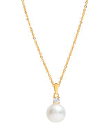 Gift Packaged 'Seville' 18ct Yellow Gold Plated 925 Silver, Pearl & Cubic Zirconia Necklace