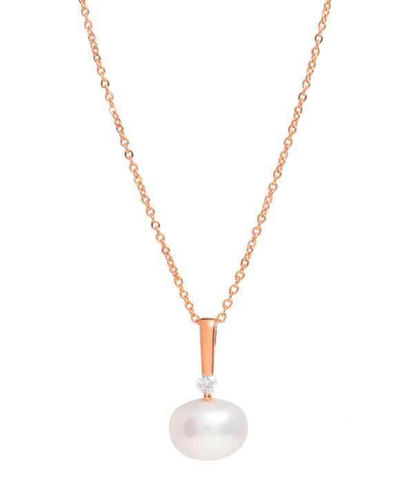 Gift Packaged 'Diaz' 18ct Rose Gold Plated 925 Silver & Freshwater Pearl Necklace