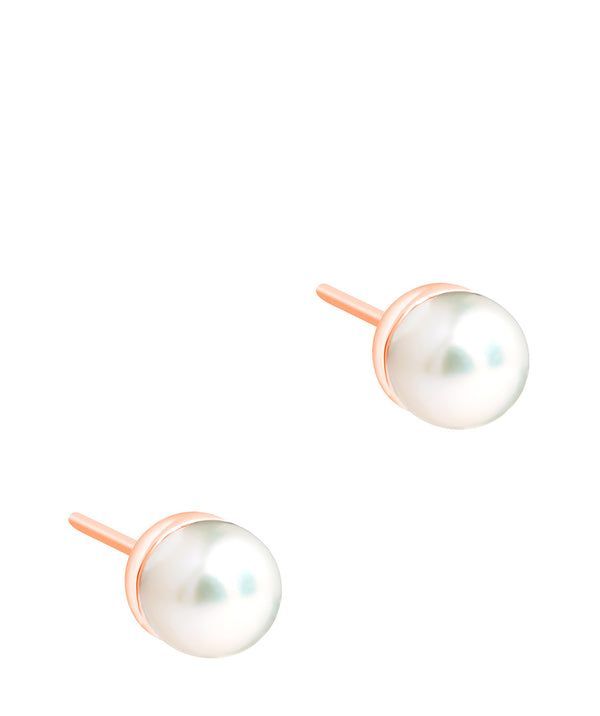 Gift Packaged 'Laval' 18ct Rose Gold Plated 925 Silver & Freshwater Pearl Stud Earrings