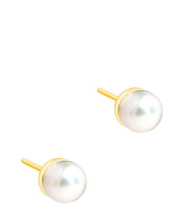 Gift Packaged 'Laval' 18ct Yellow Gold Plated 925 Silver & Freshwater Pearl Stud Earrings