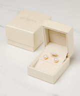 Gift Packaged 'Laval' 18ct Yellow Gold Plated 925 Silver & Freshwater Pearl Stud Earrings