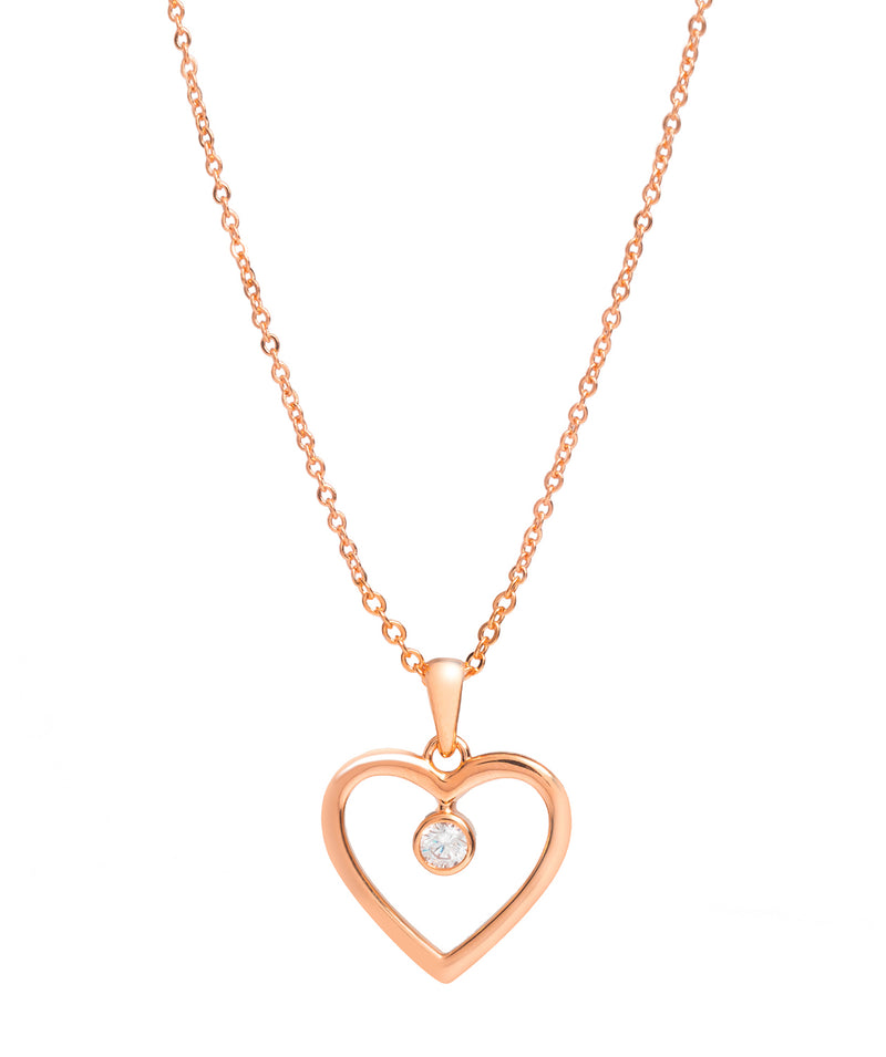 Gift Packaged 'Vasquez' 18ct Rose Gold Plated 925 Silver & Cubic Zirconia Heart Pendant Necklace