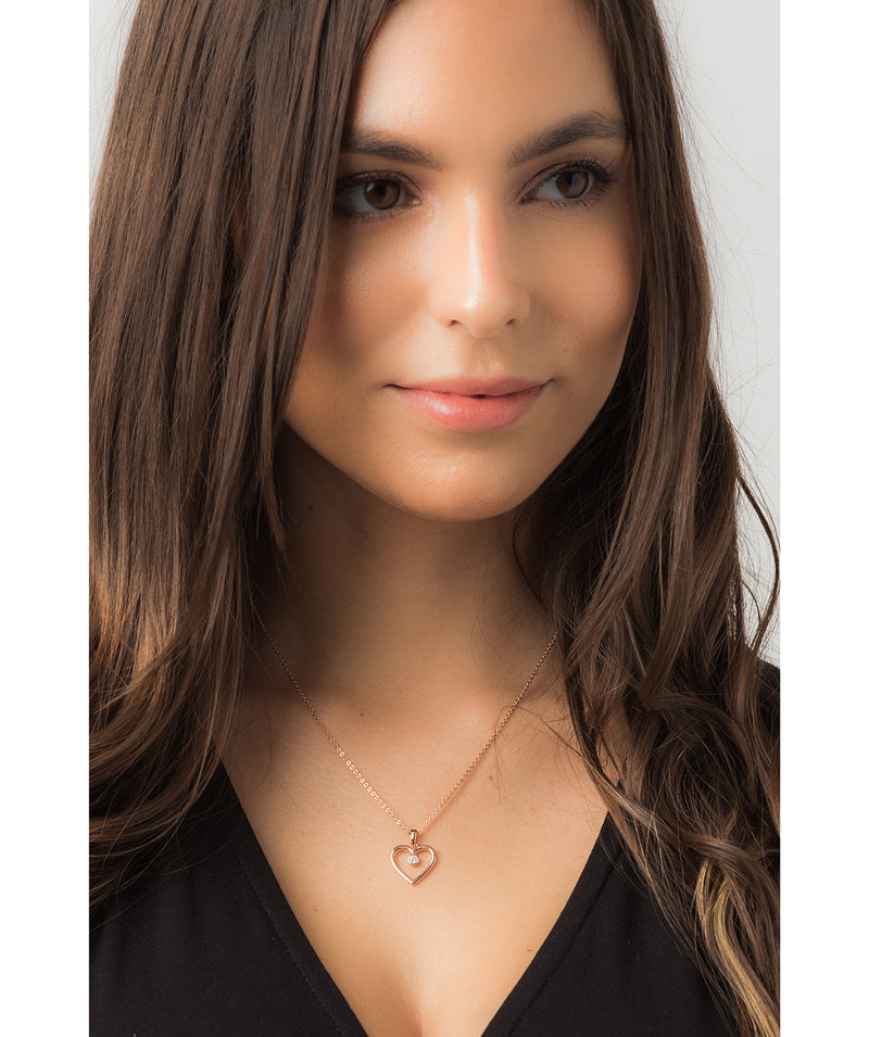 Gift Packaged 'Vasquez' 18ct Rose Gold Plated 925 Silver & Cubic Zirconia Heart Pendant Necklace