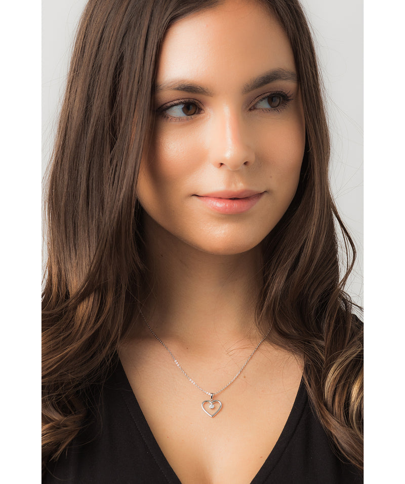 Gift Packaged 'Vasquez' 925 Silver & Cubic Zirconia Heart Pendant Necklace