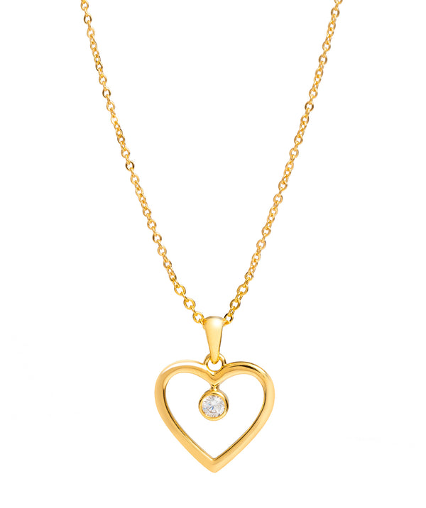 Gift Packaged 'Vasquez' 18ct Yellow Gold Plated 925 Silver & Cubic Zirconia Heart Necklace