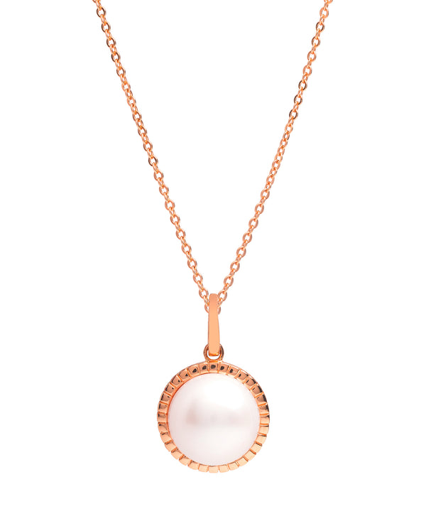 Gift Packaged 'Cosmos' 18ct Rose Gold Plated 925 Silver & Freshwater Pearl Halo Pendant Necklace