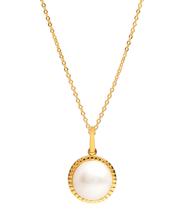 Gift Packaged 'Cosmos' 18ct Yellow Gold Plated 925 Silver & Freshwater Pearl Halo Pendant Necklace