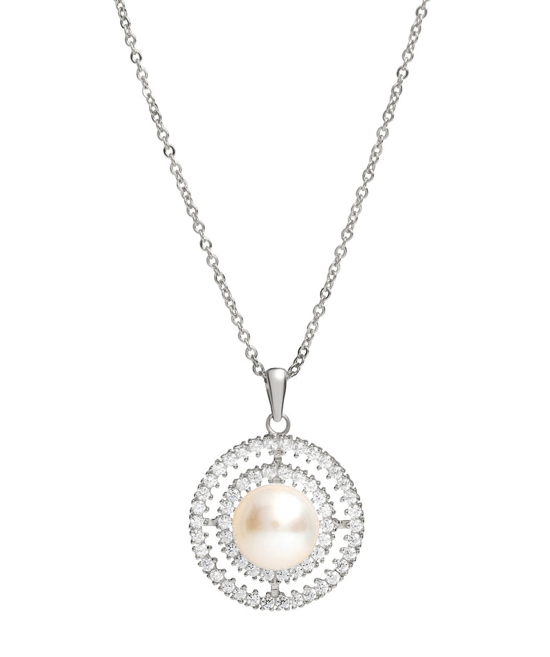 Gift Packaged 'Valverde' 925 Silver, Pearl & Cubic Zirconia Necklace