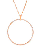 Gift Packaged 'Ollier' 18ct Rose Gold Plated 925 Silver & Cubic Zirconia Large Open Circle Pendant Necklace