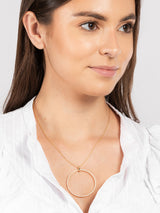Gift Packaged 'Ollier' 18ct Yellow Gold Plated 925 Silver & Cubic Zirconia Large Open Circle Pendant Necklace