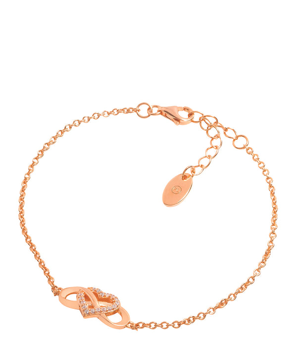 Gift Packaged 'Graff' 18ct Rose Gold Plated 925 Silver Heart Knot Bracelet