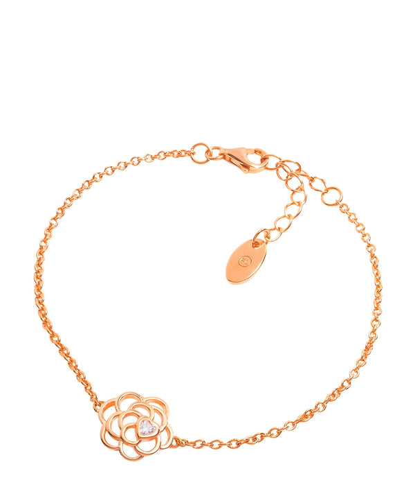 Gift Packaged 'Hayek' 18ct Rose Gold Plated 925 Silver and Cubic Zirconia Flower Bracelet