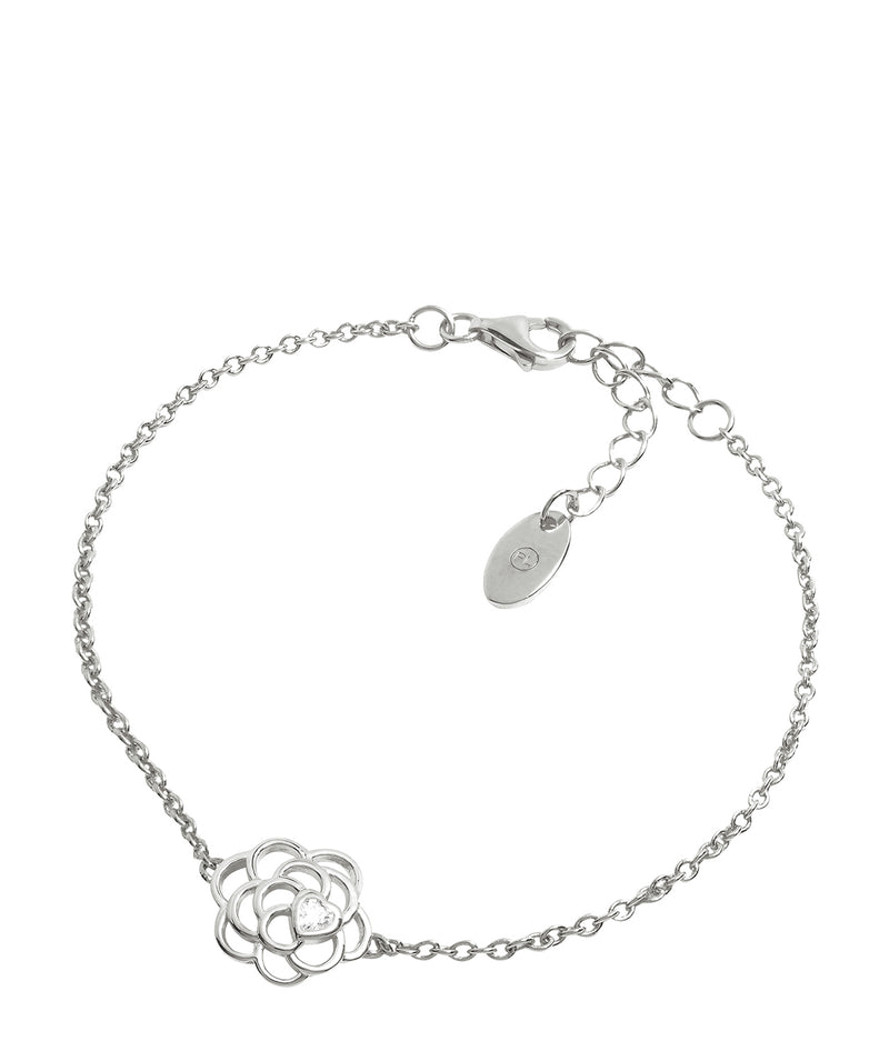 Gift Packaged 'Hayek' Rhodium Plated 925 and Cubic Zirconia Flower Bracelet
