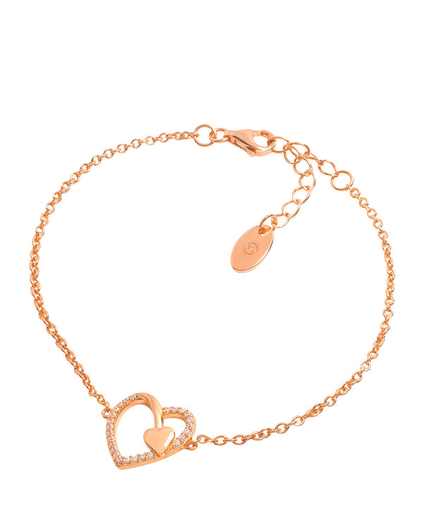Gift Packaged 'Vasella' 18ct Rose Gold Plated & Cubic Zirconia Heart Bracelet