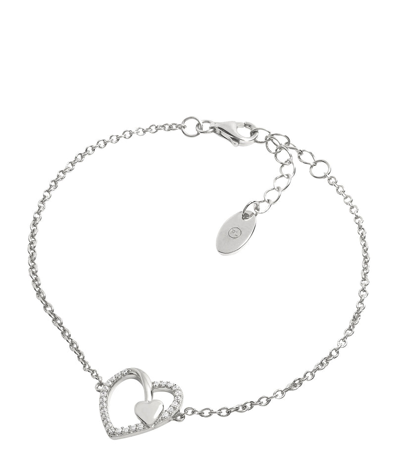 Gift Packaged 'Vasella' Rhodium Plated & Cubic Zirconia Heart Bracelet