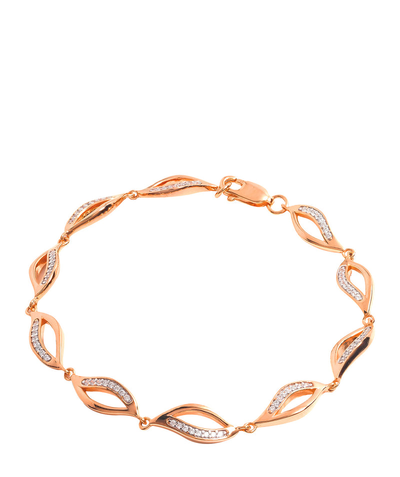 Gift Packaged 'Meyer' 18ct Rose Gold Plated 925 Silver and Cubic Zirconia Wave Bracelet