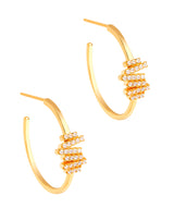Gift Packaged 'Cygnus' 18ct Yellow Gold Plated 925 Silver & Cubic Zirconia Hoop Earrings