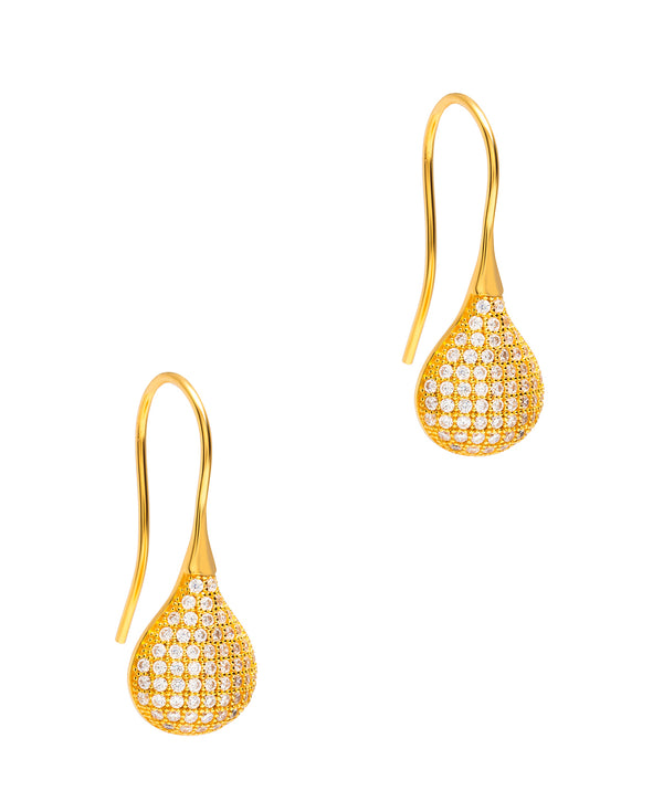 Gift Packaged 'Bouchard' 18ct Yellow Gold Plated 925 Silver & Cubic Zirconia Droplet Earrings