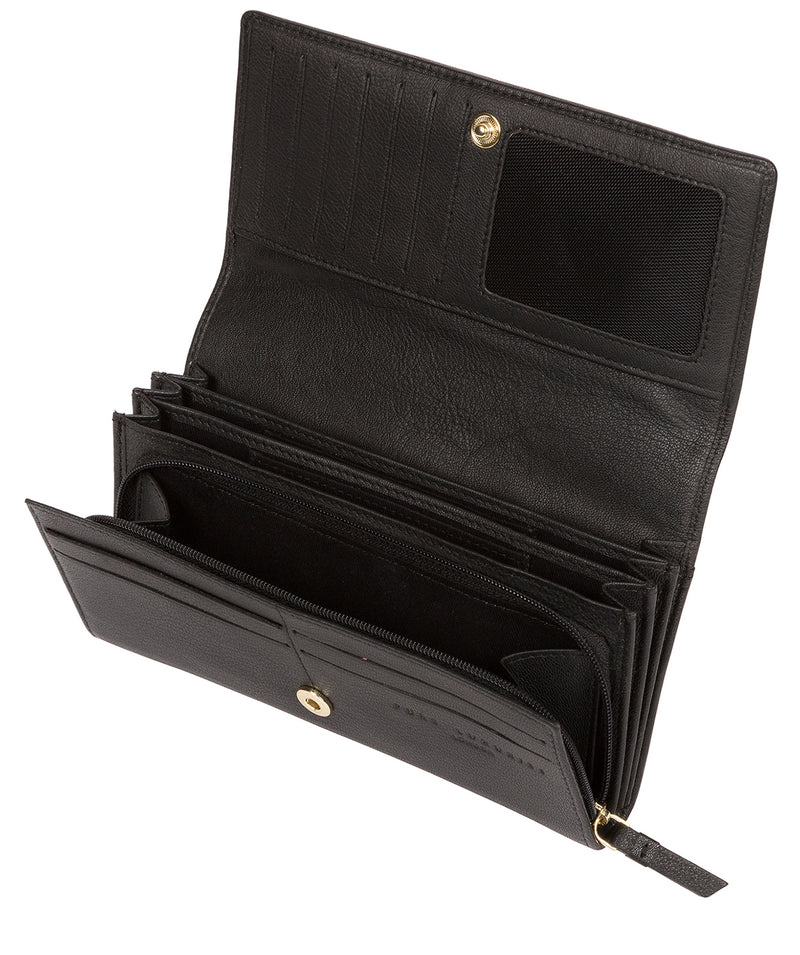 'Kite' Black Leather Tri-Fold Purse Pure Luxuries London