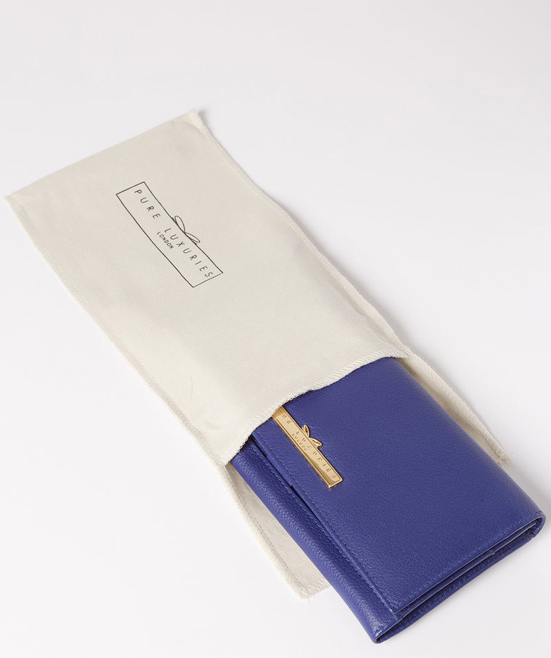 'Wren' Navy Leather Tri-Fold Purse Pure Luxuries London