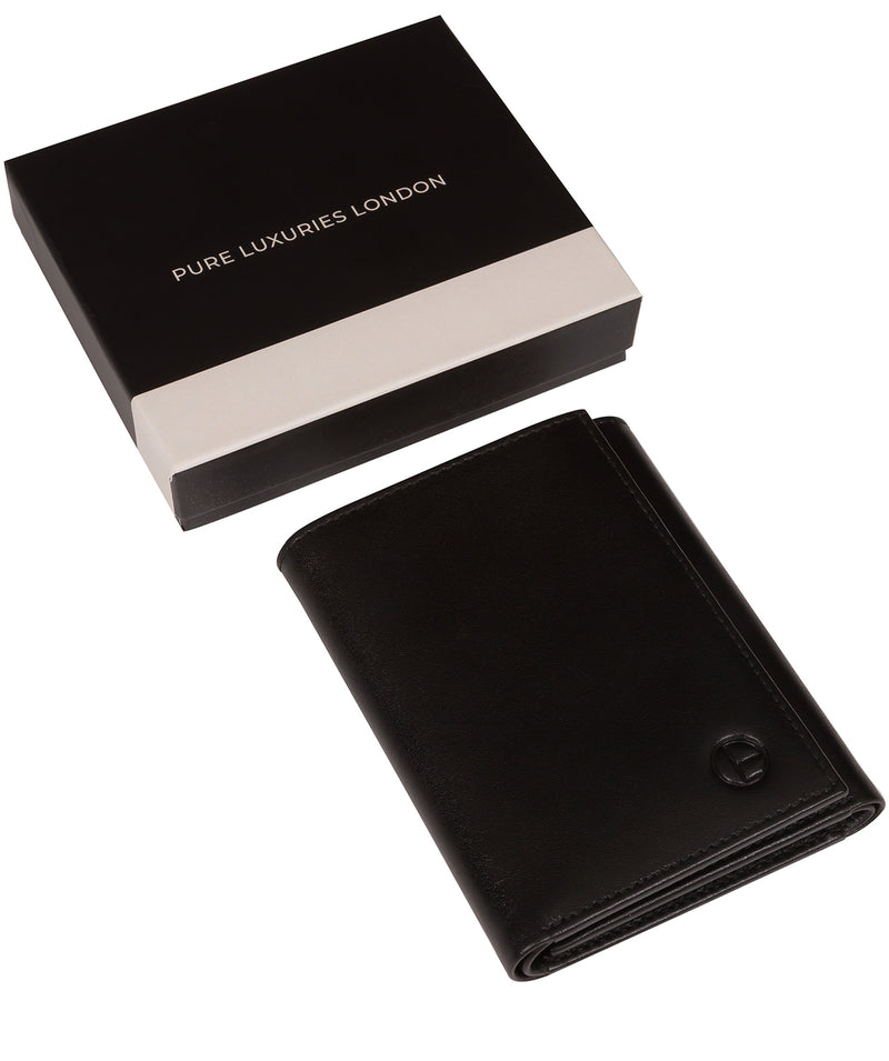'Armstrong' Black Leather Tri-Fold Wallet