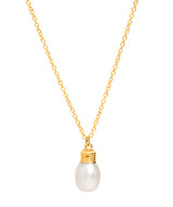 Gift Packaged 'Niamh' 18ct Yellow Gold Plated Sterling Silver Oval Freshwater Pearl Necklace