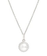Gift Packaged 'Marika' Sterling Silver Freshwater Pearl & Cubic Zirconia Necklace