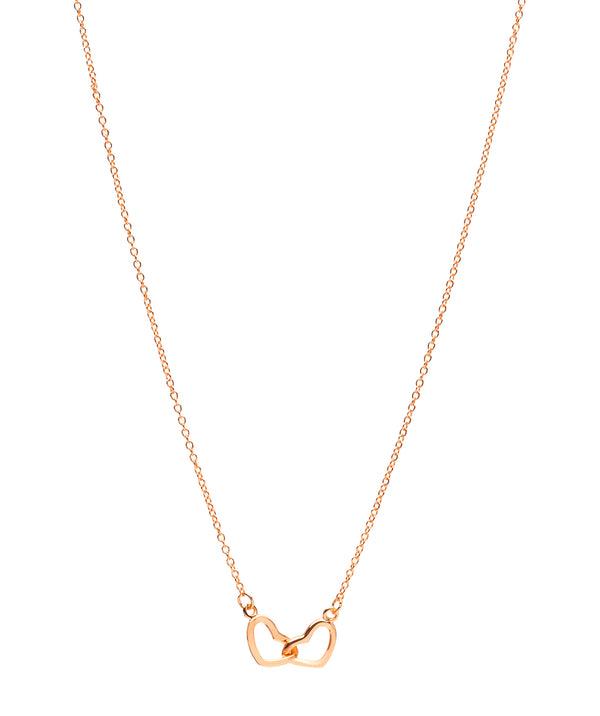 Gift Packaged 'Melody' 18ct Rose Gold 925 Silver Minimalist Interlocked Heart Necklace