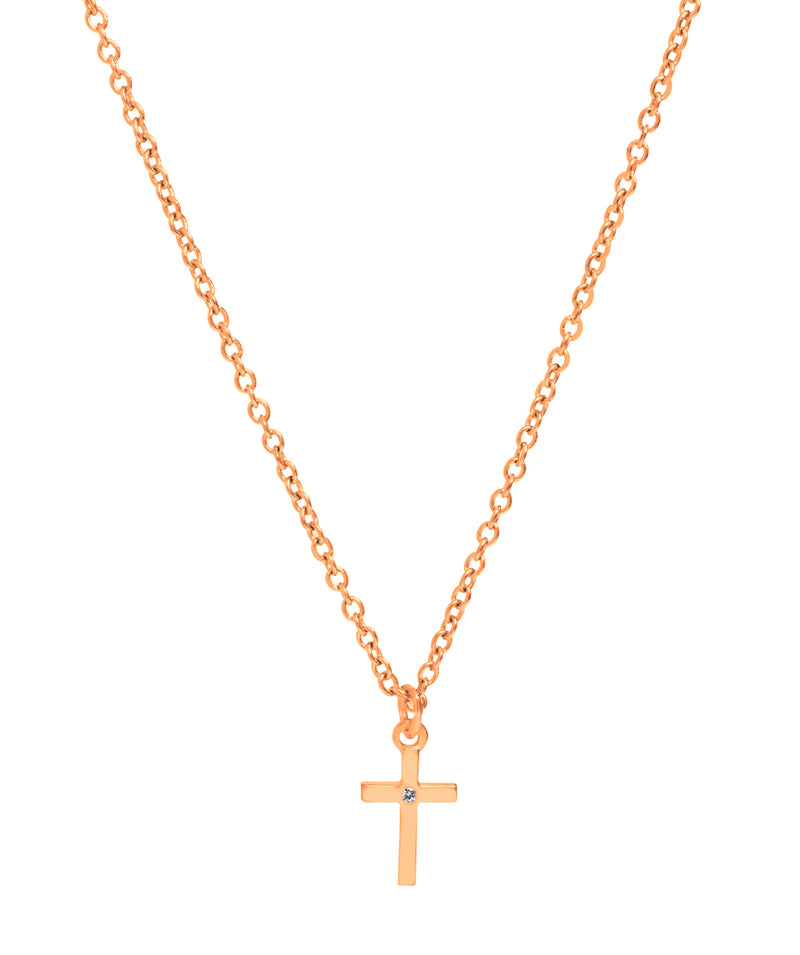 Gift Packaged 'Caryn' 18ct Rose Gold Plated Sterling Silver Cross Necklace
