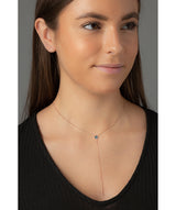 'Istar' Rose Gold Sterling Silver & Blue Crystal Necklace image 2